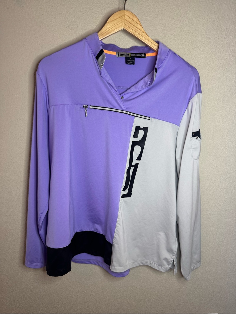 Jamie Sadock Purple Gray Colorblock Golf Top XL Sporty Y2K